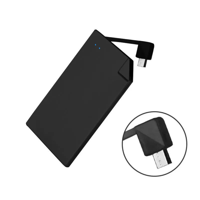 Silver aluminium graphene power bank showing slim 4mm profile with charging ports