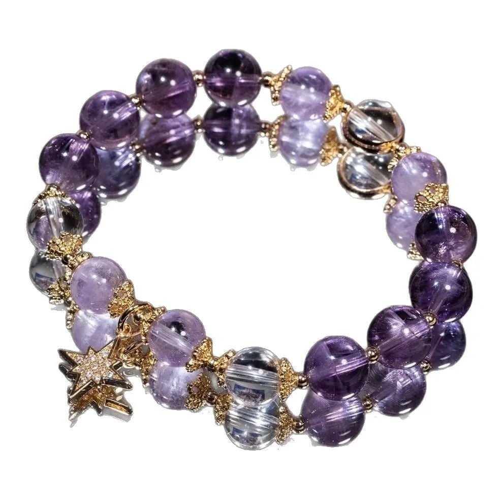 Purple Eight Awn Star amethyst bracelet in Matcha Green gift box, handmade women's jewellery