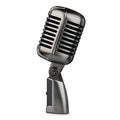 Retro-style condenser microphone with cardioid pickup pattern for K Song and recording, shown with included cable.