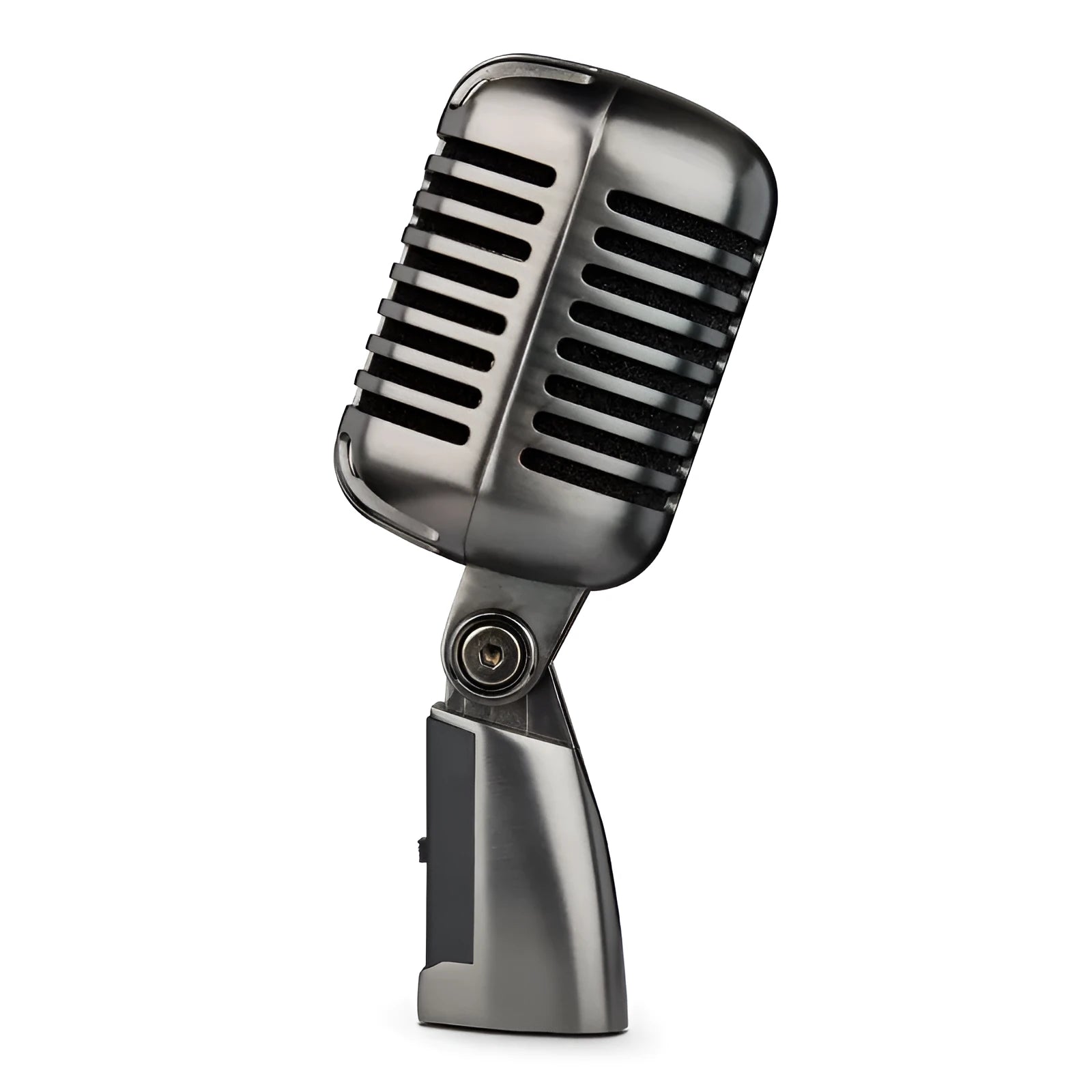 Retro-style condenser microphone with cardioid pickup pattern for K Song and recording, shown with included cable.