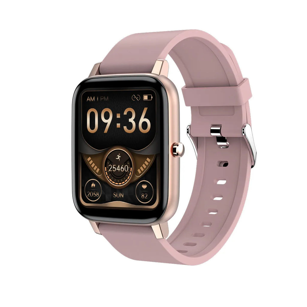 H80 sports smart watch with black silicone strap showing health metrics on a 1.69-inch spherical glass touchscreen.