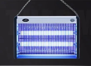 Electric mosquito killing lamp unit with protective grid and light tube for indoor insect control.