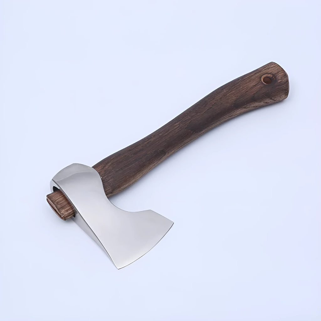 Camping axe with wooden handle and high carbon steel head, 250mm length tool