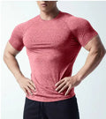 Men's stretch quick-drying casual short sleeve T-shirt in polyester blend fabric