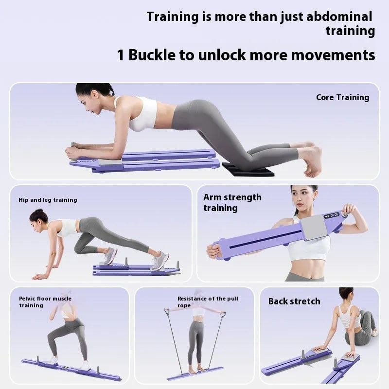 Purple and pink multifunctional split skiing machine trainer with an 85 cm supine board.