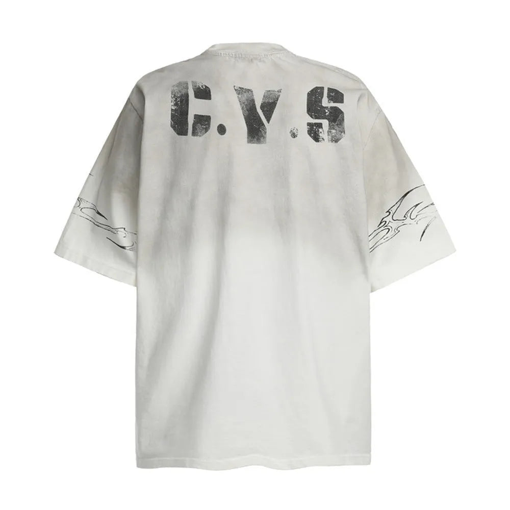 Men's printed short-sleeved cotton t-shirt in black and white colour options