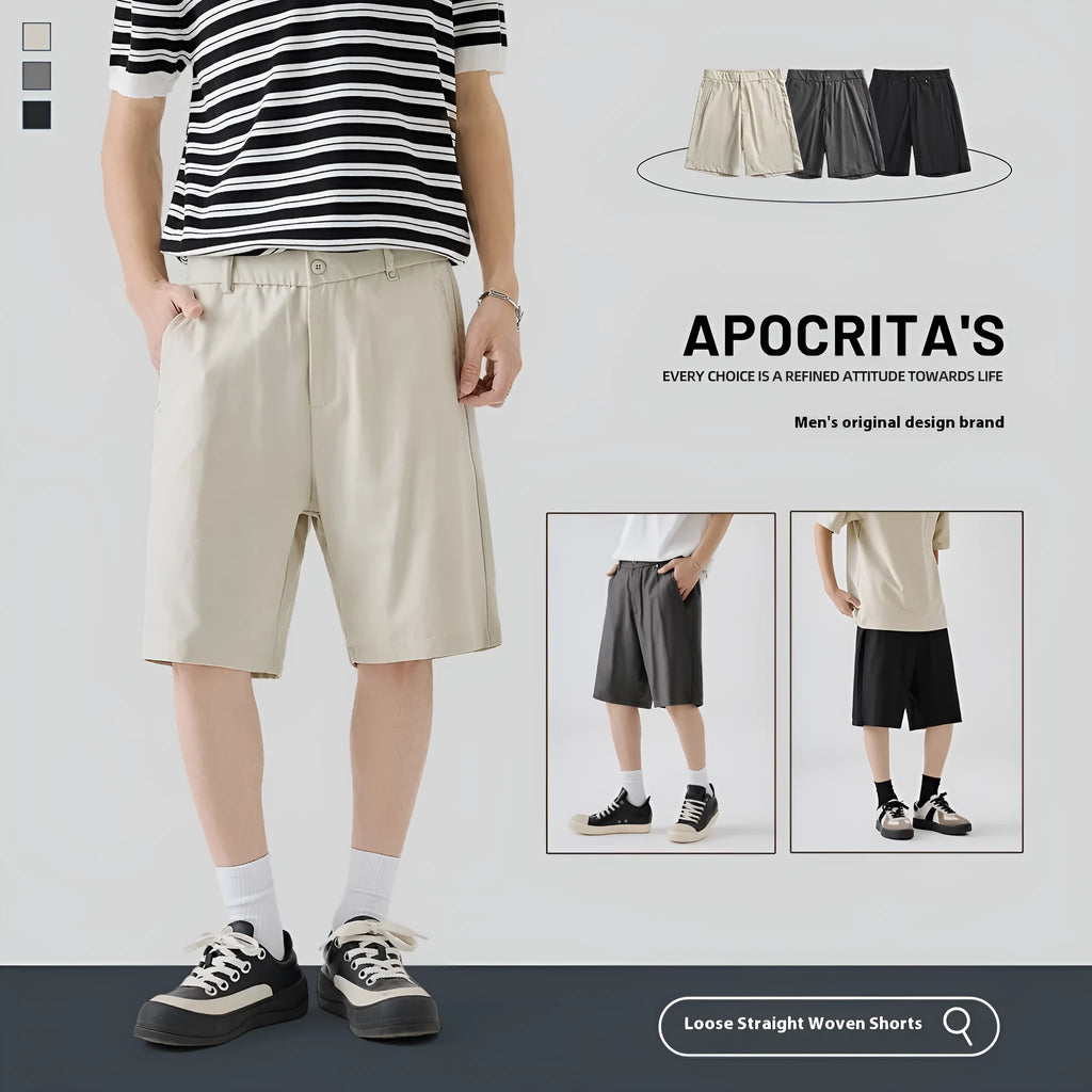 Men's cotton-blend casual shorts in apricot, dark grey and black colours with micro-elastic fabric