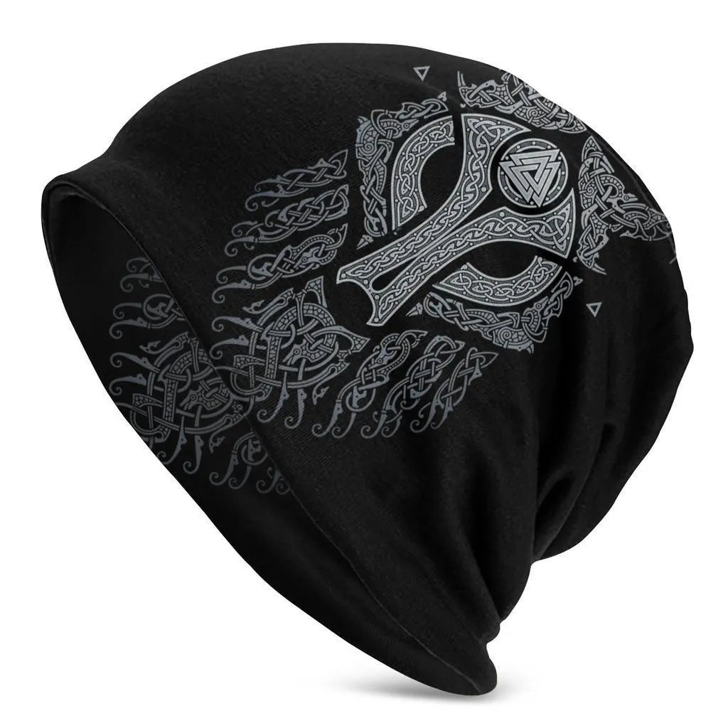 Viking totem wolf design cotton sleeve cap with double-layer elastic for street dance