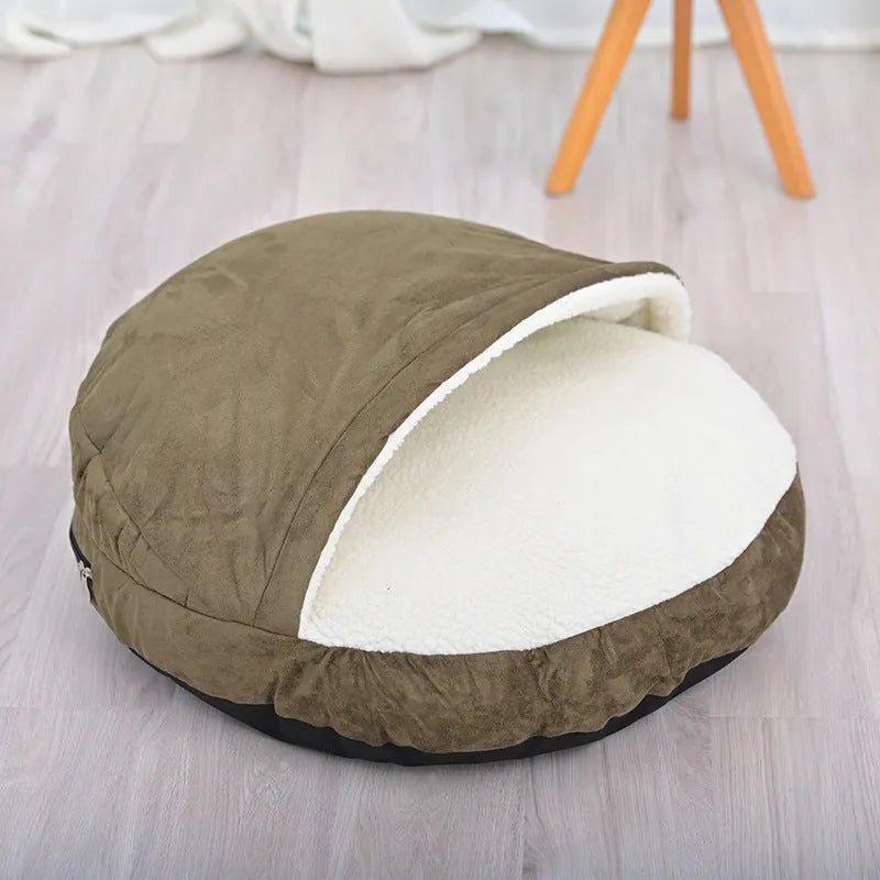 Brown and grey removable cloth dog kennel with washable cover in small and medium sizes