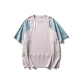 Men's loose fit patchwork T-shirt in cotton blend fabric with raglan sleeves and contrast colour design