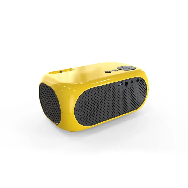 M24 micro mini portable LED projector in gold or white colour with power adapter and AV cable