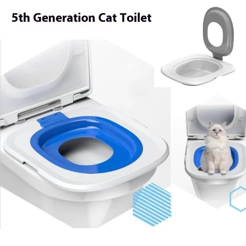 Fifth generation cat toilet training mat in blue colour with ABS plastic construction