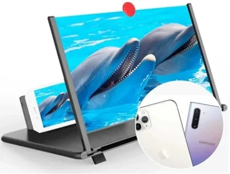 12-inch wooden screen amplifier folding bracket showing log and acrylic construction