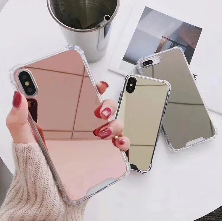 Mirror-finish TPU protective case for iPhone on a table.