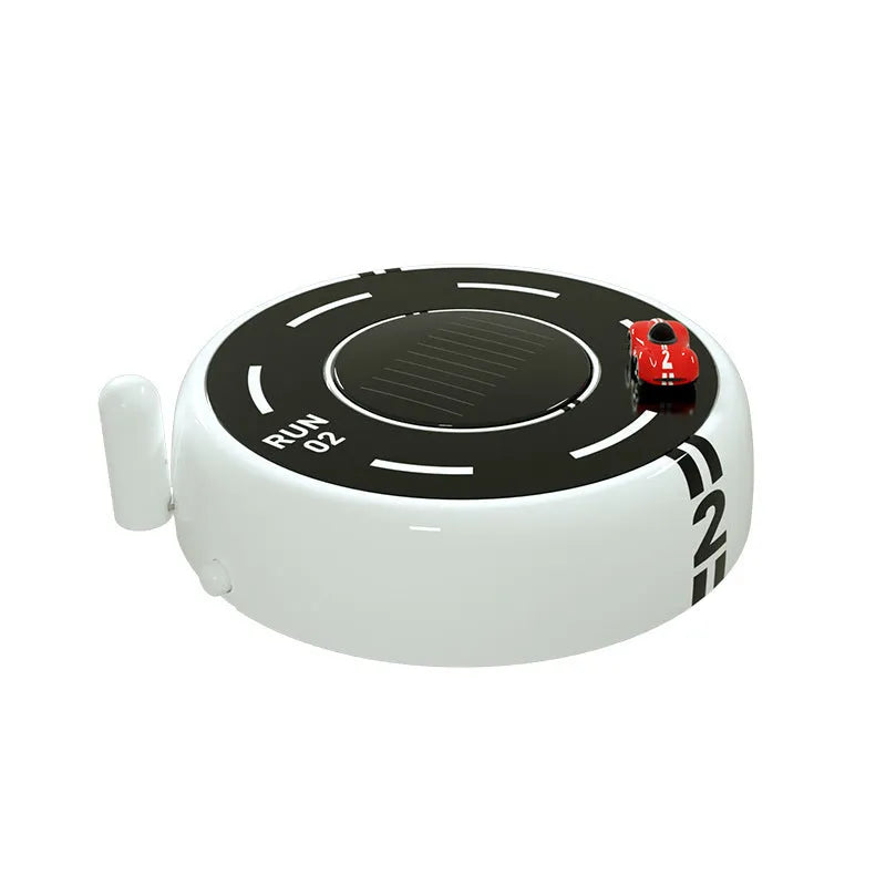 Solar-powered round car aromatherapy decoration with LED lights in black, red, and white colour options