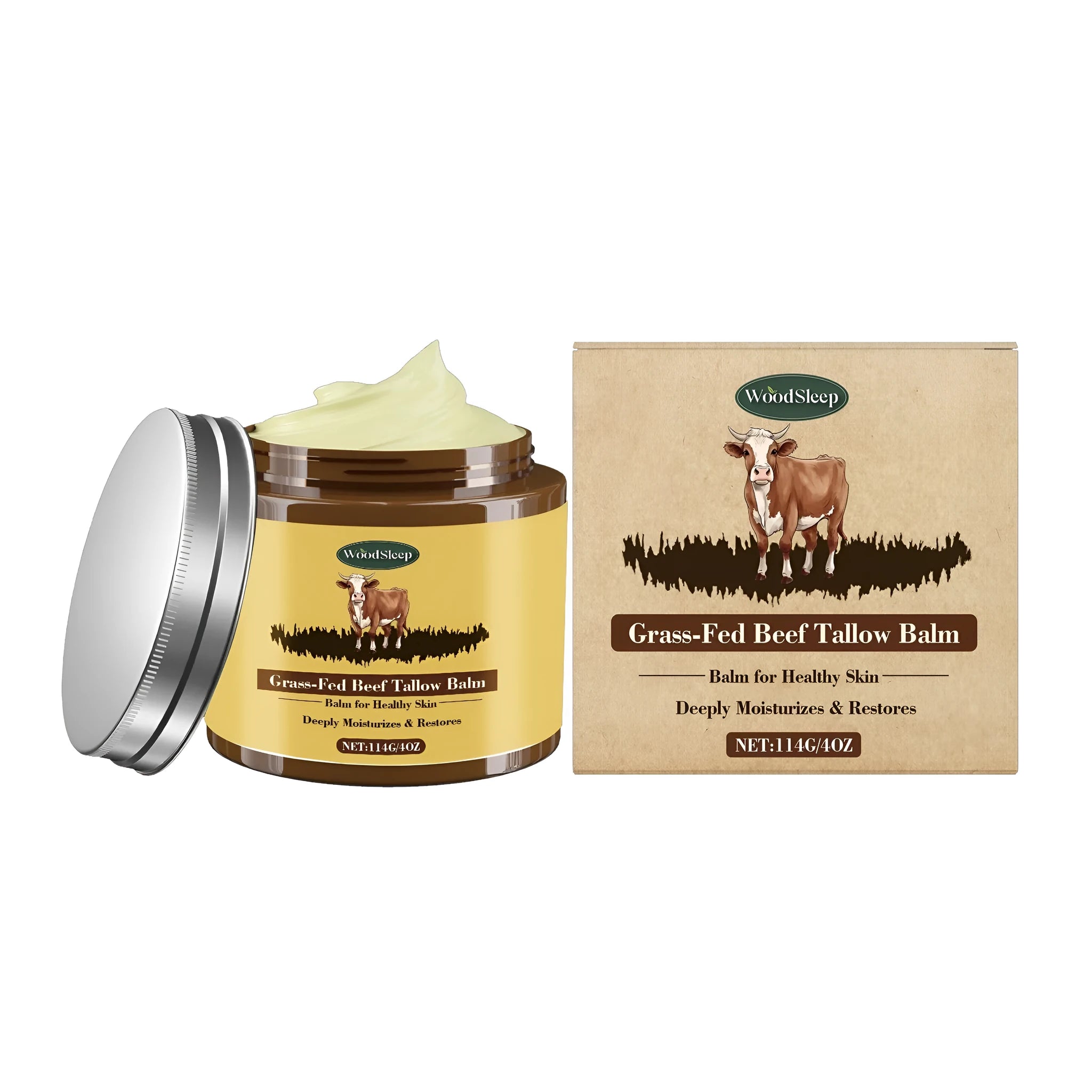 Cow Fat Nursing Cream in 114g jar with natural tallow, honey and olive oil formulation