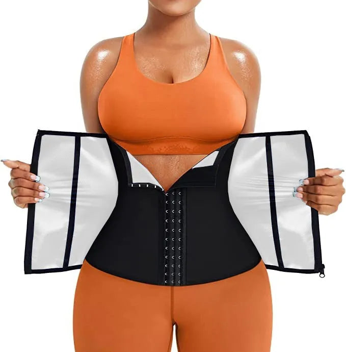 Neoprene sports waist shaping belly band shown in blue, with adjustable straps for abdomen support.