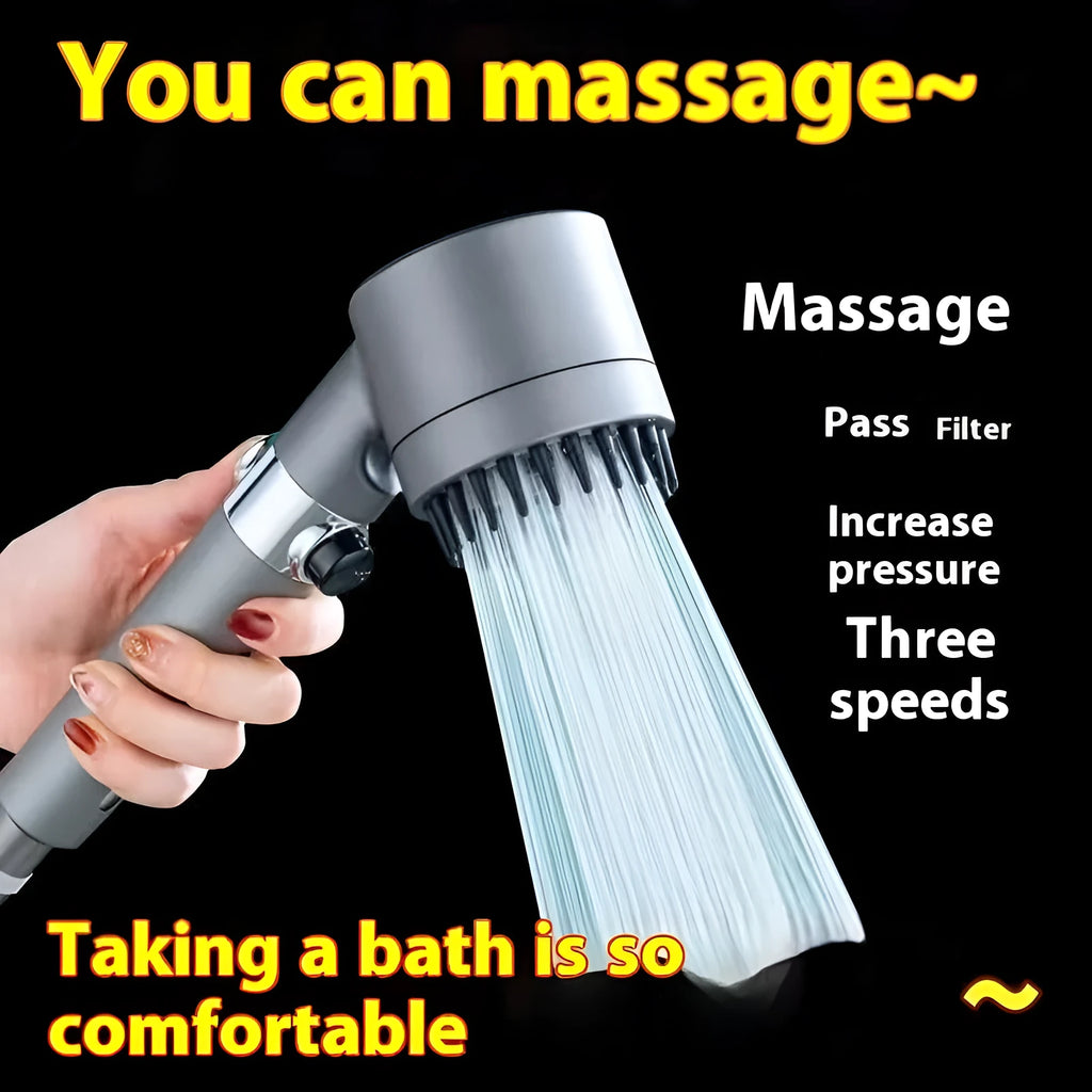 Portable ABS plastic shower head with third gear adjustment for spray modes