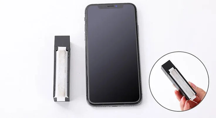Black case containing 40 disposable screen cleaner wipes for mobile phones and tablets