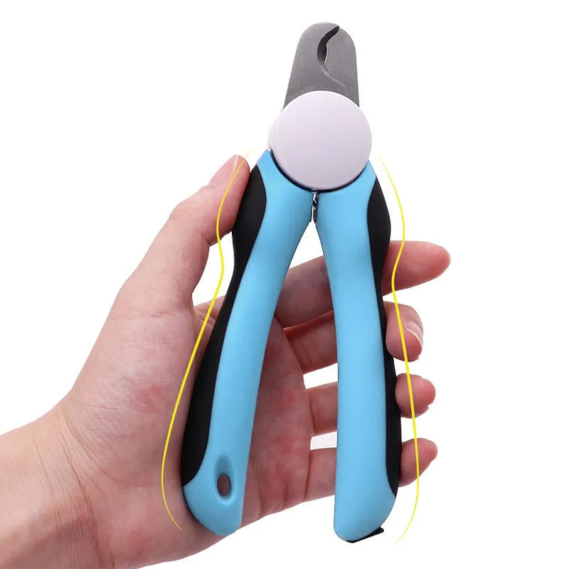 Blue heavy duty stainless steel dog nail clippers with safety guard for large breeds and thick nails