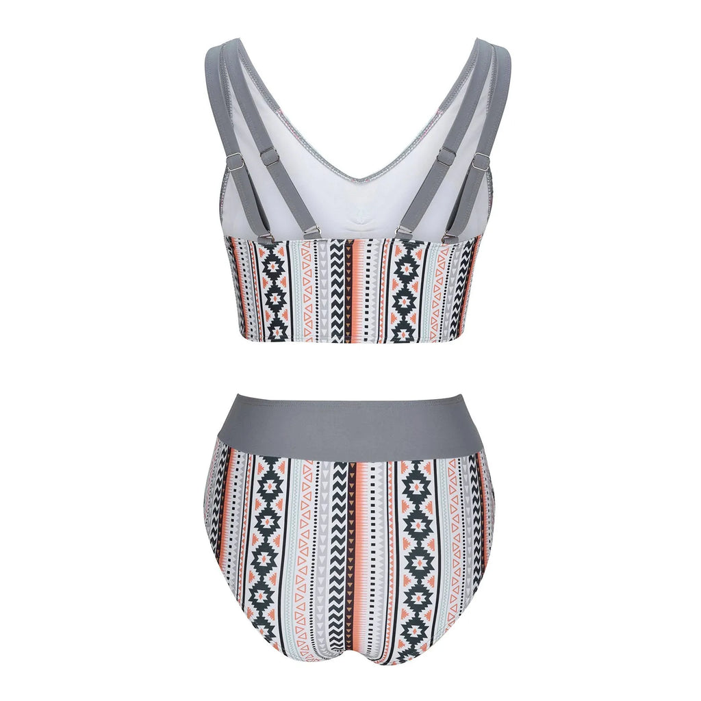 Solid colour cross sling split swimsuit for women in polyester fabric with briefs style
