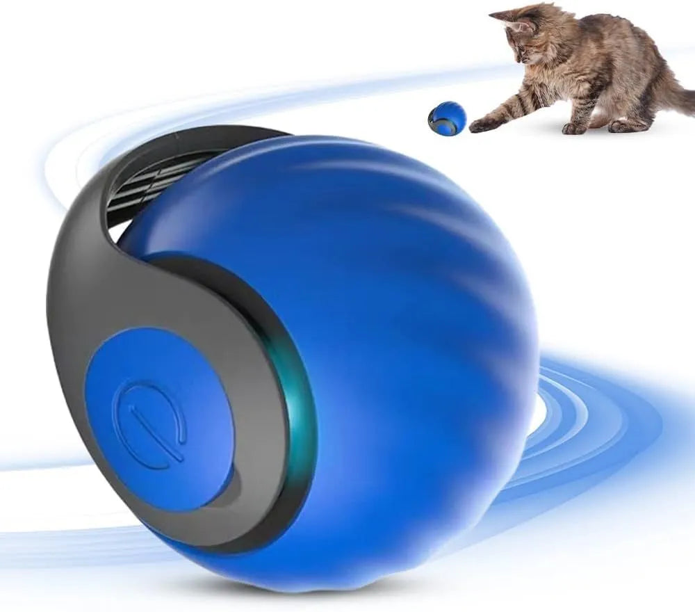 Interactive rolling ball pet toy with touch activation in blue colour
