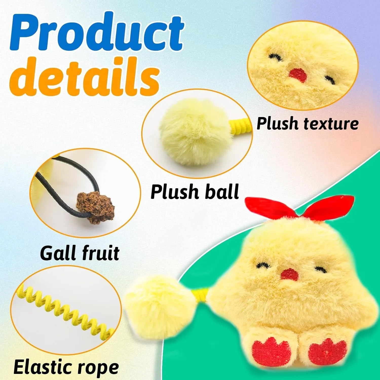 Plush cat toy with silvervine fruit, flexible spring, and fuzzy ball in animal design options