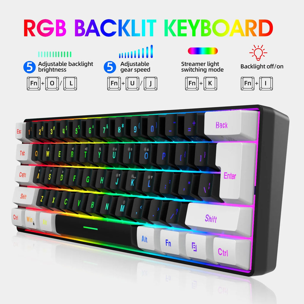 V700WB A869 gaming keyboard and mouse combo in mixed black and white colours with backlighting