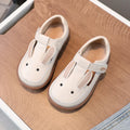 Children's small leather shoes non-slip soft bottom girl princess cartoon, pink or ivory white, low-top, Velcro fastening