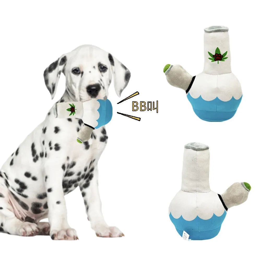 24cm plush dog squeaky toy with printed pattern for biting and chewing play