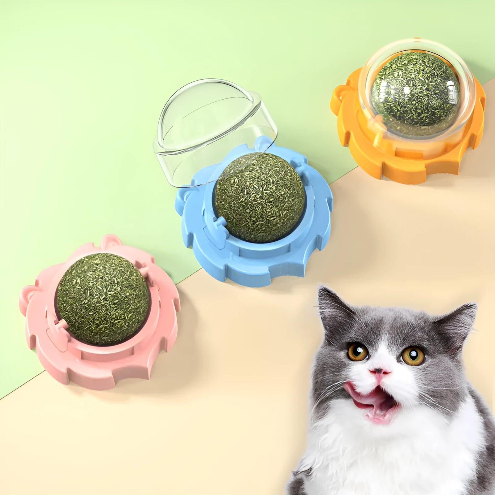 Blue lion-shaped molar cat chew toy with mint flavour on a plain background.
