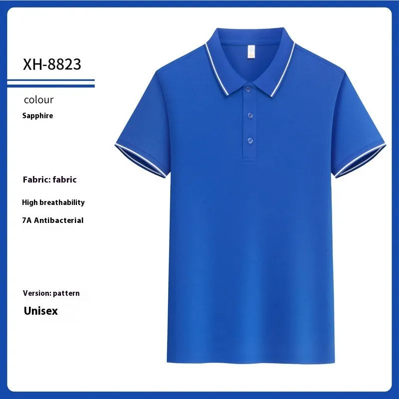 Antibacterial ice-sensitive lapel polo shirt in slim fit, shown in multiple colours.