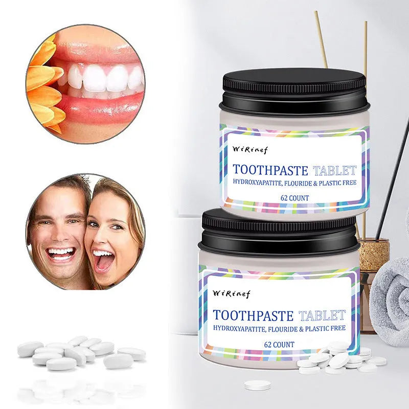 62 portable toothpaste tablets in TP19 solid formulation for travel oral care
