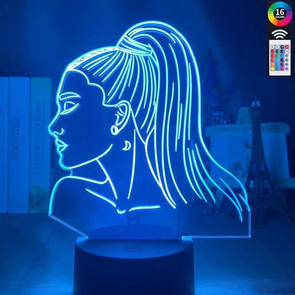 Slim black-based acrylic 3D LED wall night light showing multi-colour illumination