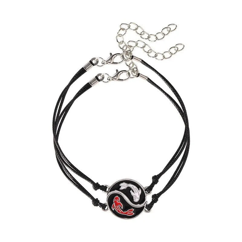 Unisex eight-diagram-shaped alloy bracelet with electroplated finish.