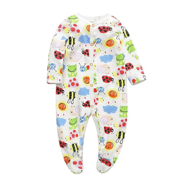 Cotton baby one-piece clothes with dinosaur print design for infant wear