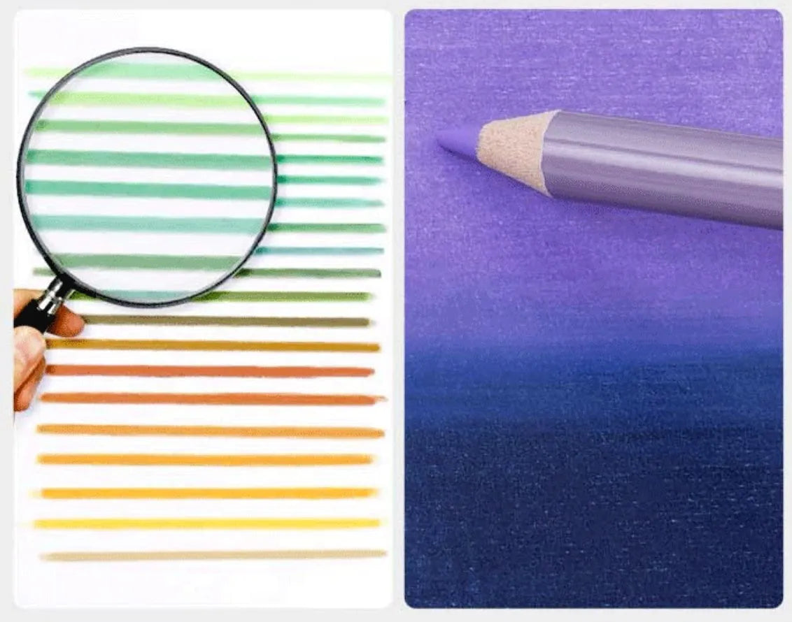 Boxed set of 72 soft core coloured pencils with basswood barrels for art drawing and painting