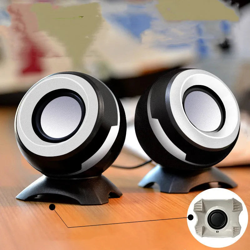 Compact black and gold USB-powered stereo speakers for computer desktop with 130cm cable