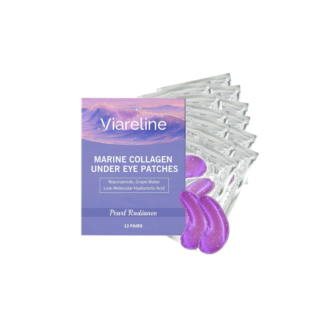 Pack of 12 collagen and hyaluronic acid gel eye masks for daily skincare.