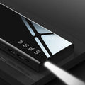 20000mAh portable power bank with LCD display showing battery percentage and dual USB ports