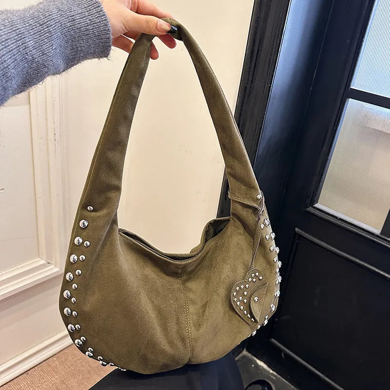 Soft plush strapless underarm tote handbag in retro style with multiple colour options