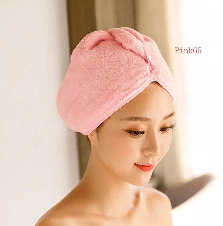 Women's microfiber hair drying cap absorbent towel bonnet 60cm by 25cm