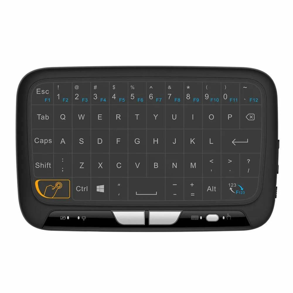 Mini H18 black wireless keyboard with touchpad and USB dongle for Android TV box and notebook