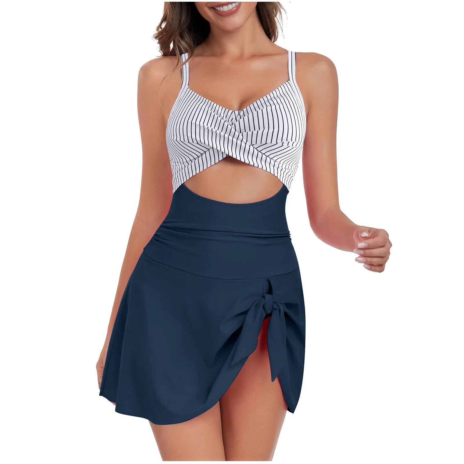 Solid colour one-piece strap swimsuit for swimming sports in grey blue, pink, or white black.