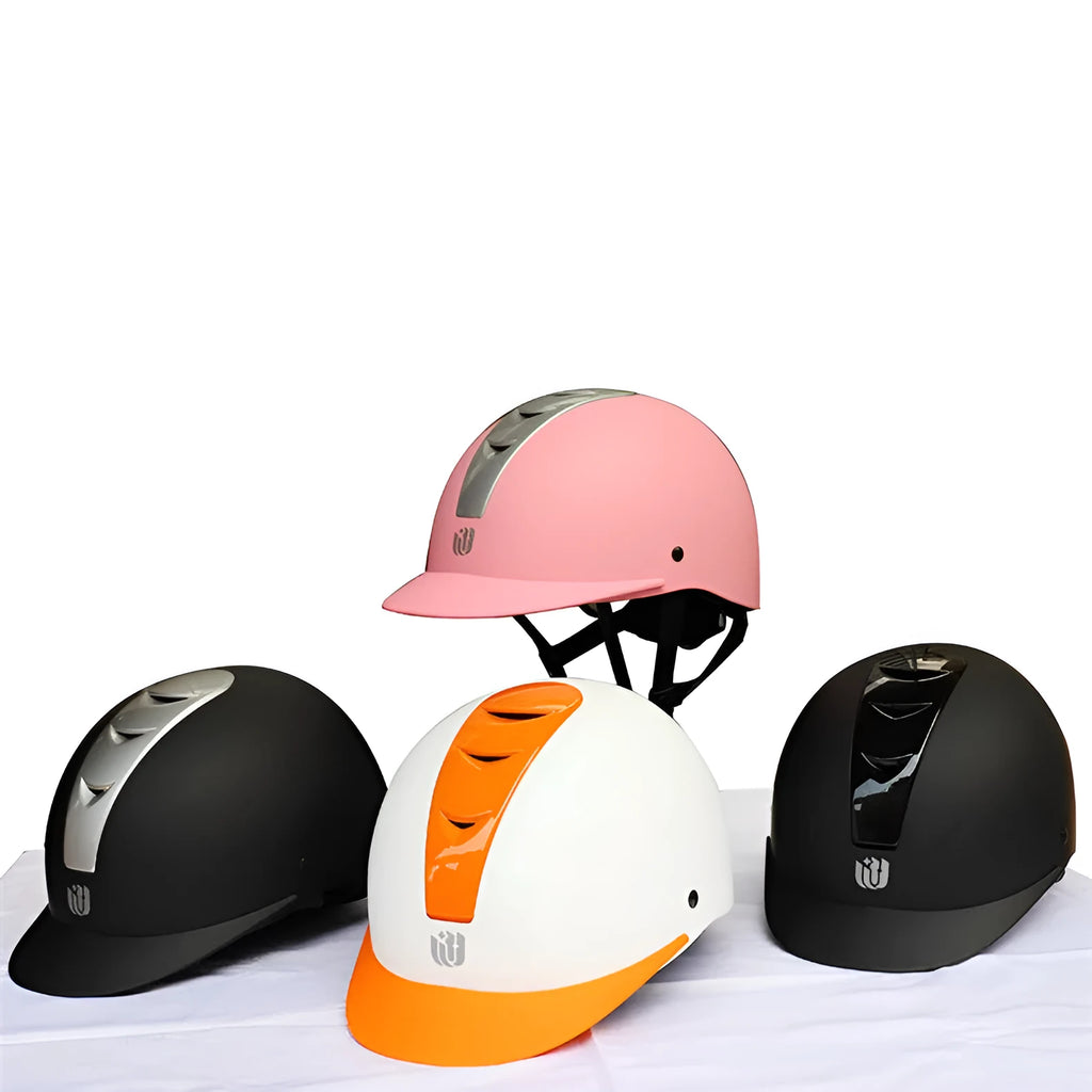 Super light equestrian riding helmet in bright black colour with ABS EPS construction