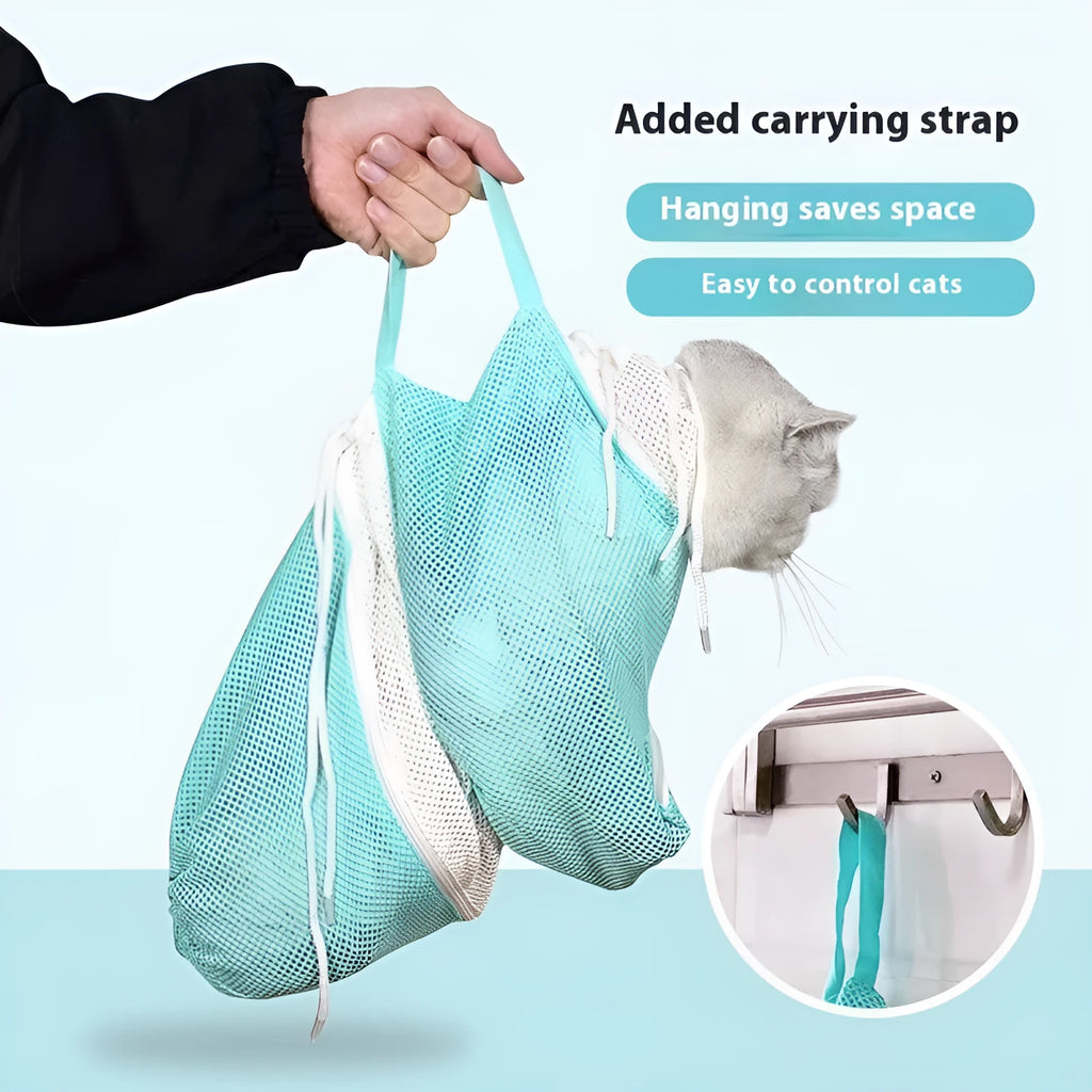 Upgraded fifth generation cat grooming bag with removable lifting feature and scratch-resistant fabric
