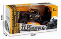 Super large black remote control off-road toy car with four-wheel drive and spring rod design on outdoor ground
