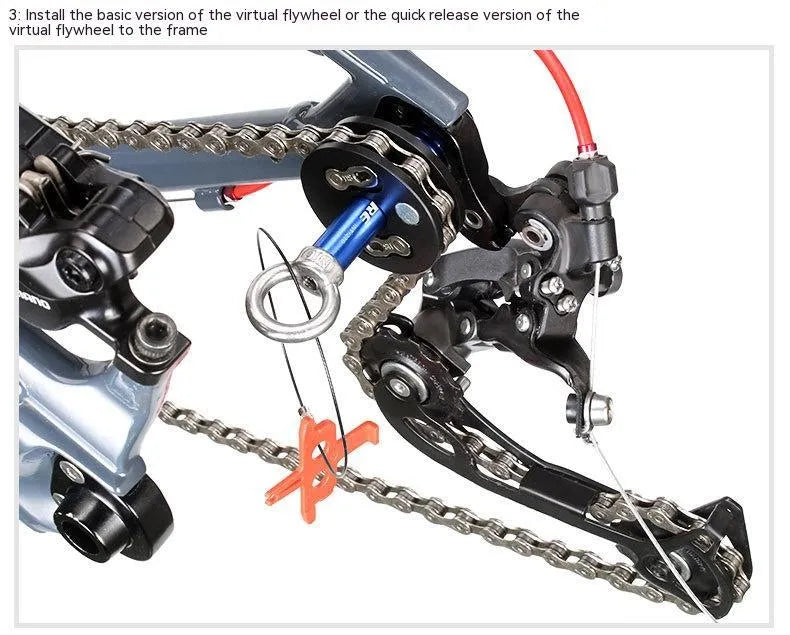 Aluminium bicycle chain holder tool shown in barrel shaft and quick release versions on a workshop bench.
