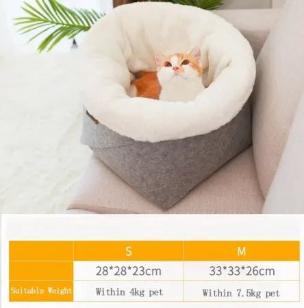 Pet bed with detachable nest, wind-resistant outer shell, size S 28x28x23 cm, suitable for cats up to 8 kg