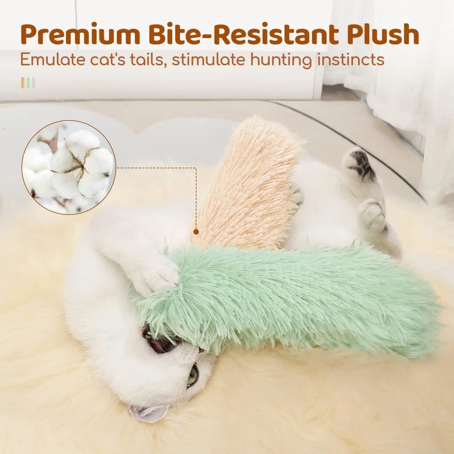 Cat plush toy pillow in four colours measuring 27 by 10 centimetres
